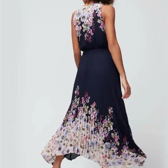 White House Black Market Navy Floral Border Maxi Dress - Picture 6 of 6